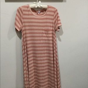 M Carly dress in pink and white stripes